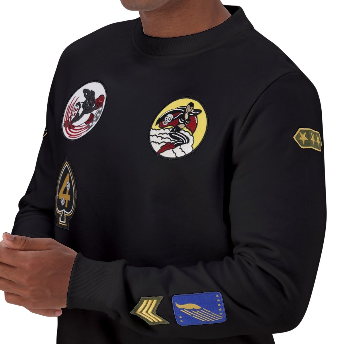 Alpha Multi Badge Crew Sweat Black - Shazem - MENS SWEATER - ALPHA