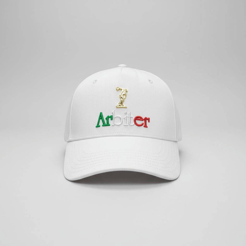Arbiter Metal Logo Peak Cap White - Shazem - UNISEX HEADWEAR - ARBITER