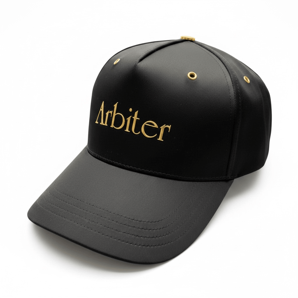 Arbiter Satin Peak Cap Black - Shazem - UNISEX HEADWEAR - ARBITER