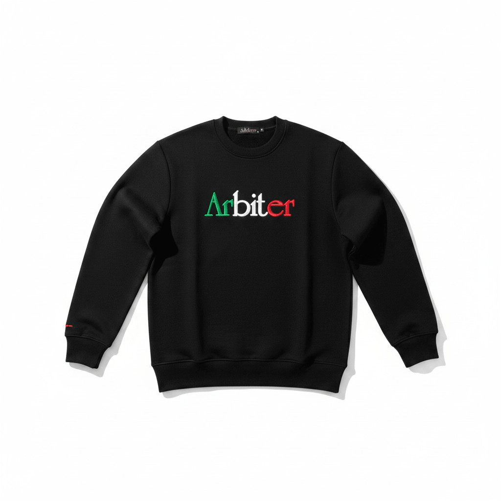 Black Arbiter Volanti men's sweater featuring a classic knit design and ribbed cuffs, ideal for casual and stylish wear.