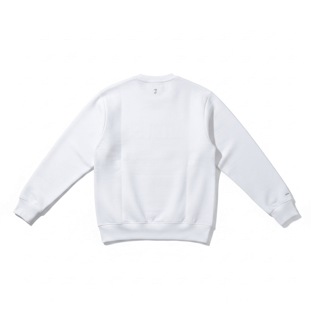 White Arbiter Volanti men's sweater with a classic crewneck design, soft knit fabric, and subtle branding details.