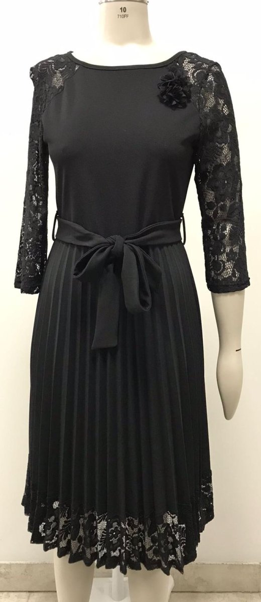 Black women's dress by Bouchara DR461 featuring a stylish, elegant design with a fitted silhouette and classic neckline.