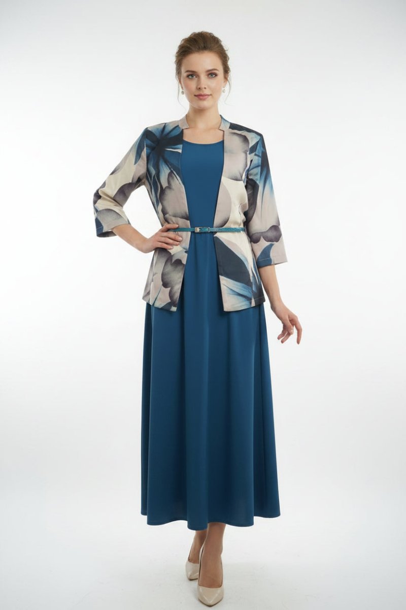 Bouchara Dress Jacket - 3/4 Sleeve Printed Jacket - Plain Fl - Shazem - WOMENS DRESS JACKET - BOUCHARA