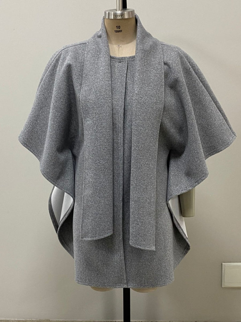 Bouchara Melton Poncho Charcoal (JK71) - Shazem - WOMENS JACKETS - BOUCHARA