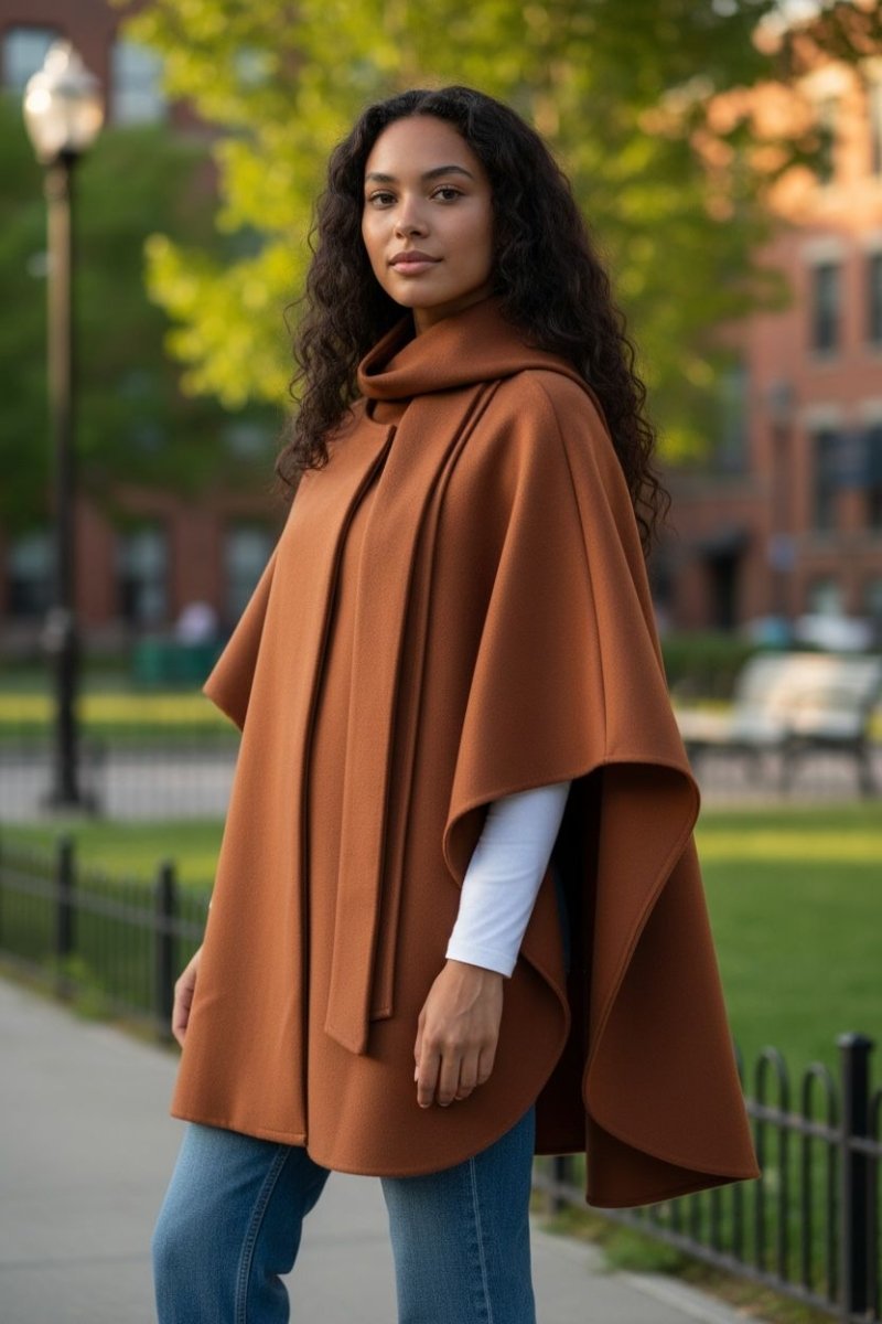 Bouchara Melton Poncho Rust (JK71) - Shazem - WOMENS JACKETS - BOUCHARA