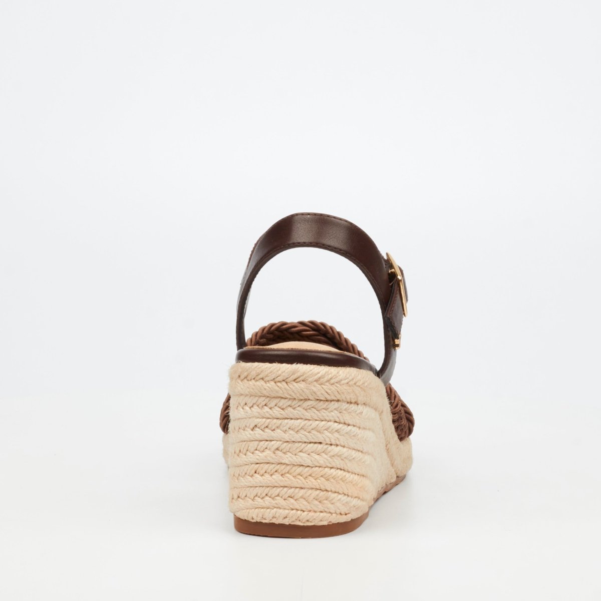 Women's Butterfly Feet Escada 2 Wedge Chocolate sandals with open toe design and ankle strap, stylish and comfortable for summer wear.