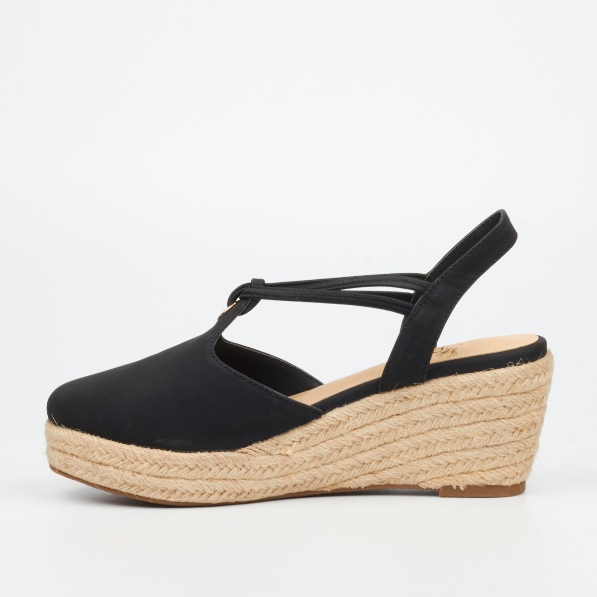 Black Butterfly Feet Lanah 3 Wedge women's sandals with open toes and ankle straps, stylish and comfortable for warm weather.