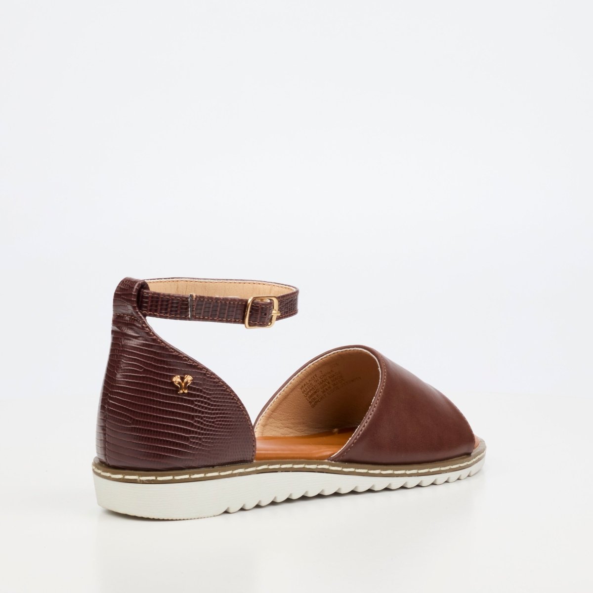 Women's Butterfly Feet Walnut 2 Sandals in chocolate with crisscross straps, comfortable slip-on design, stylish for casual wear.