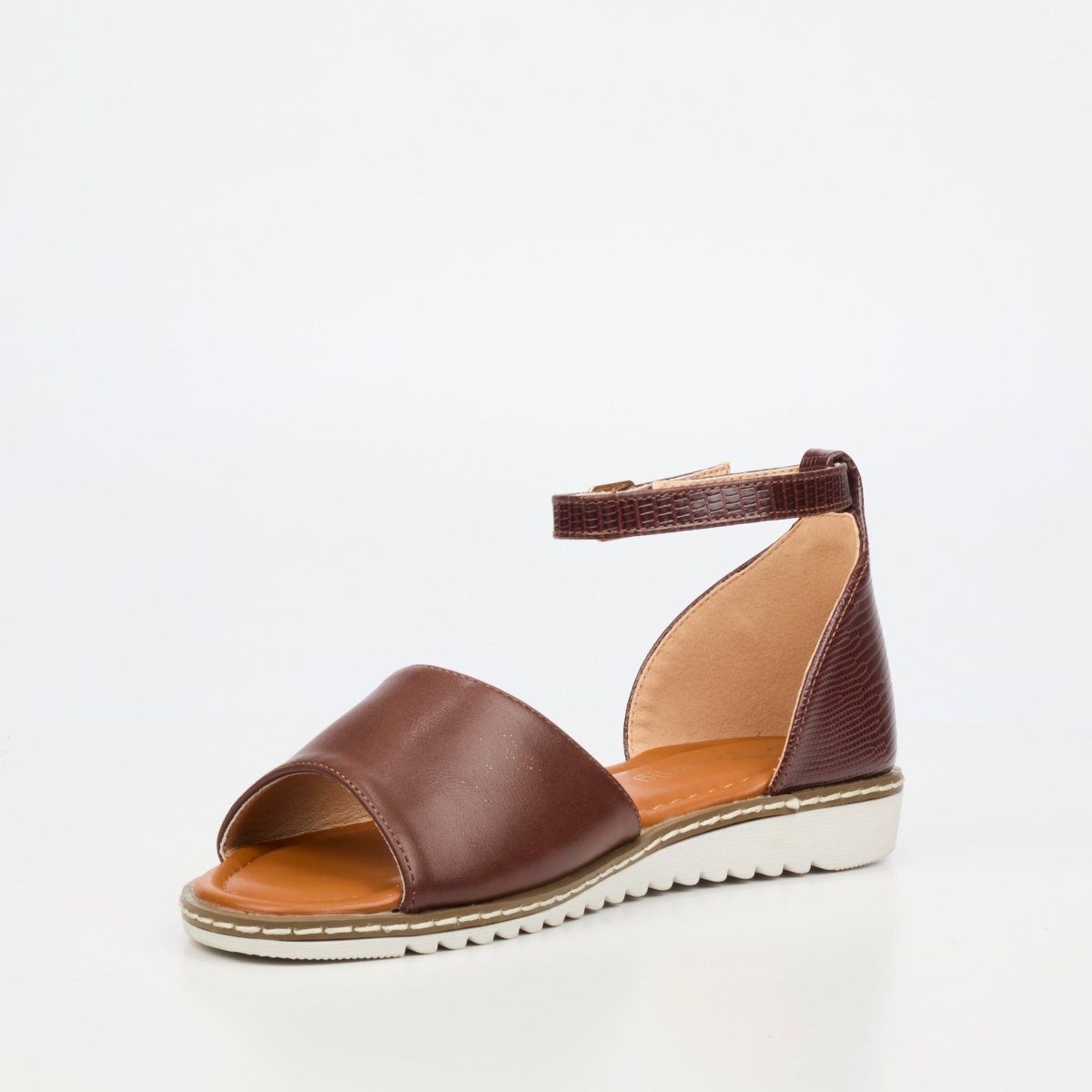 Women's Butterfly Feet Walnut 2 Sandal in chocolate with open toe design and comfortable strap, stylish for casual wear.