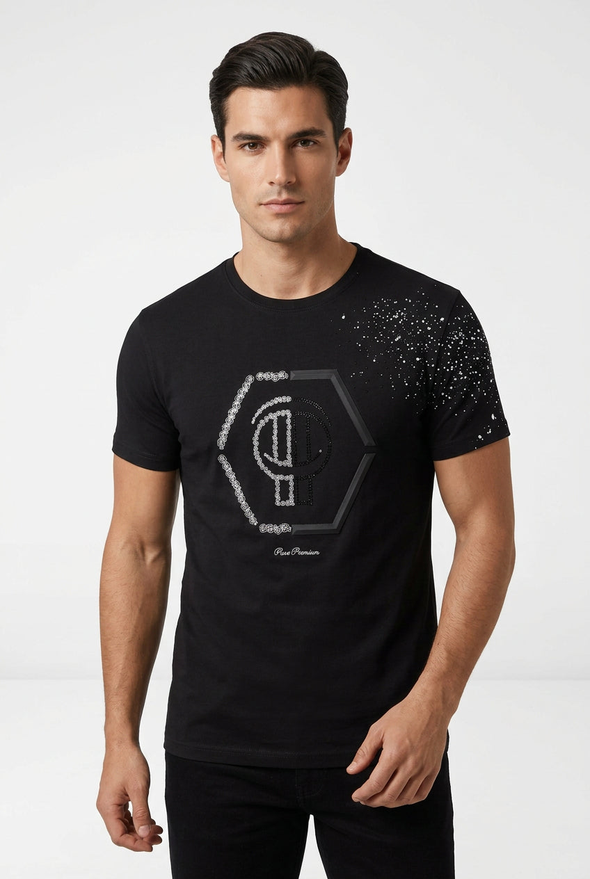 Black Pure Premium Kino Tee men's T-shirt with a classic fit, featuring the brand logo on the chest.
