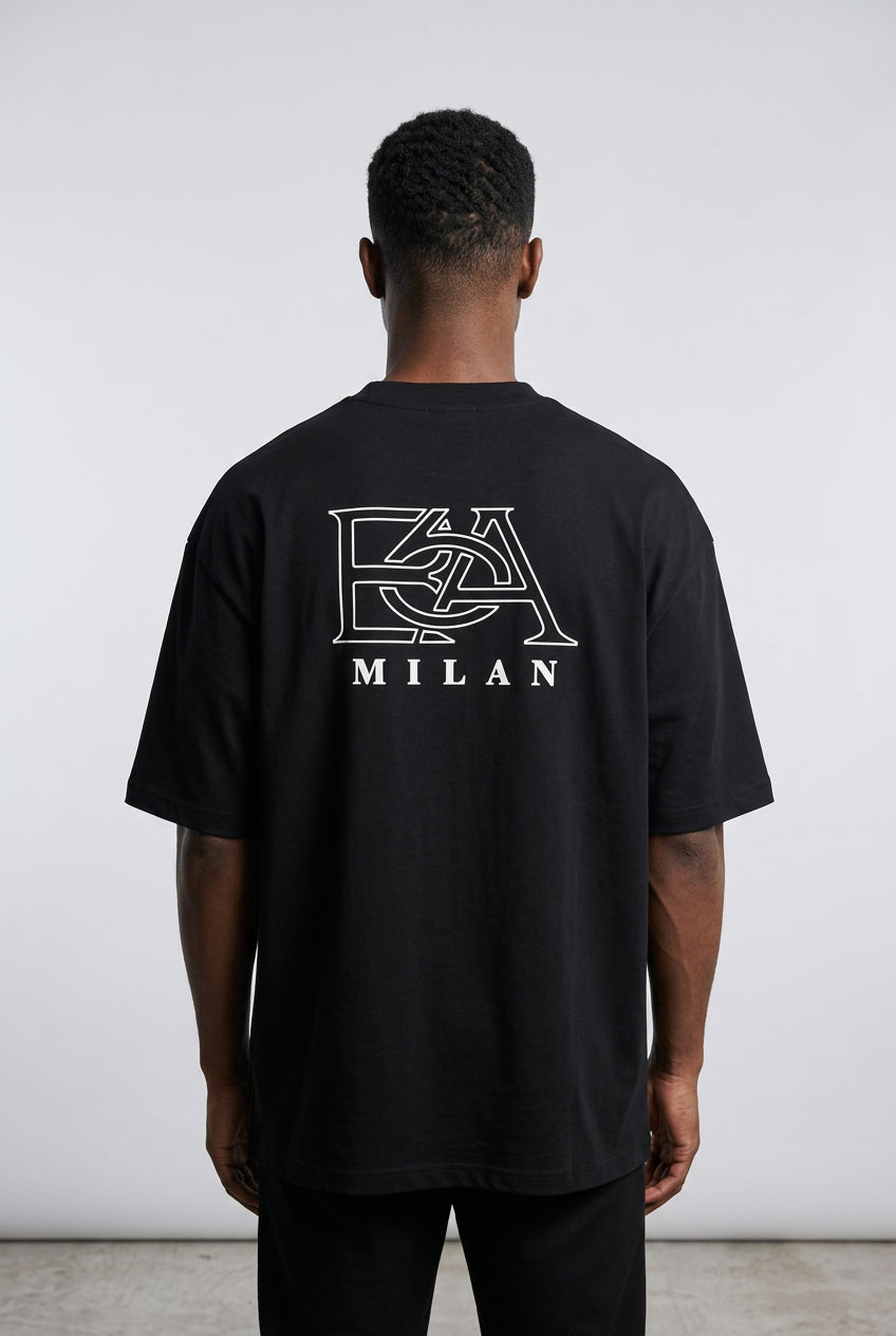 Black BA6 Sol Tee men's T-shirt displayed flat, showcasing the simple design and comfortable fit.