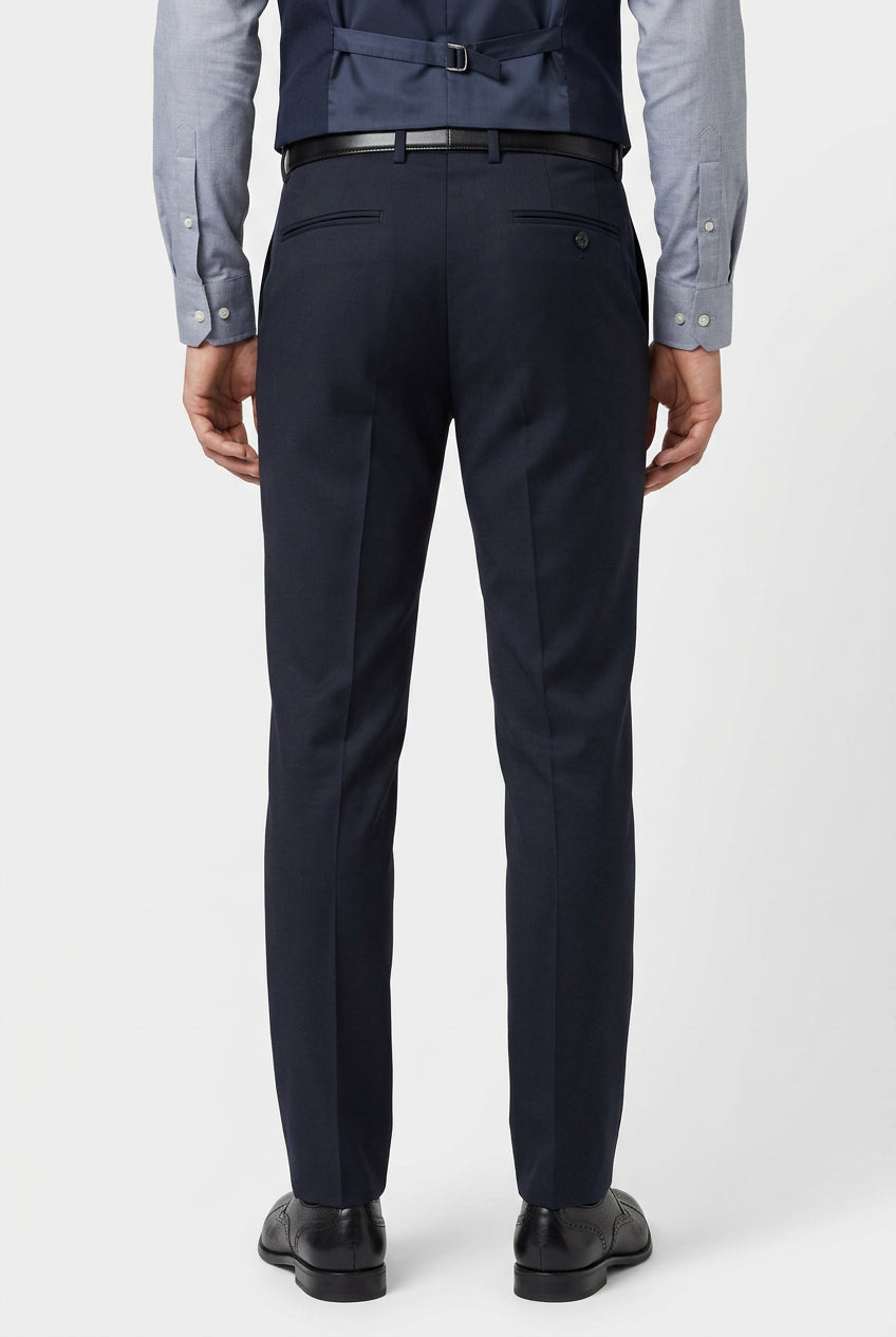 Dino men's navy poly-viscose formal trousers, tailored fit with classic design, suitable for professional or formal occasions.
