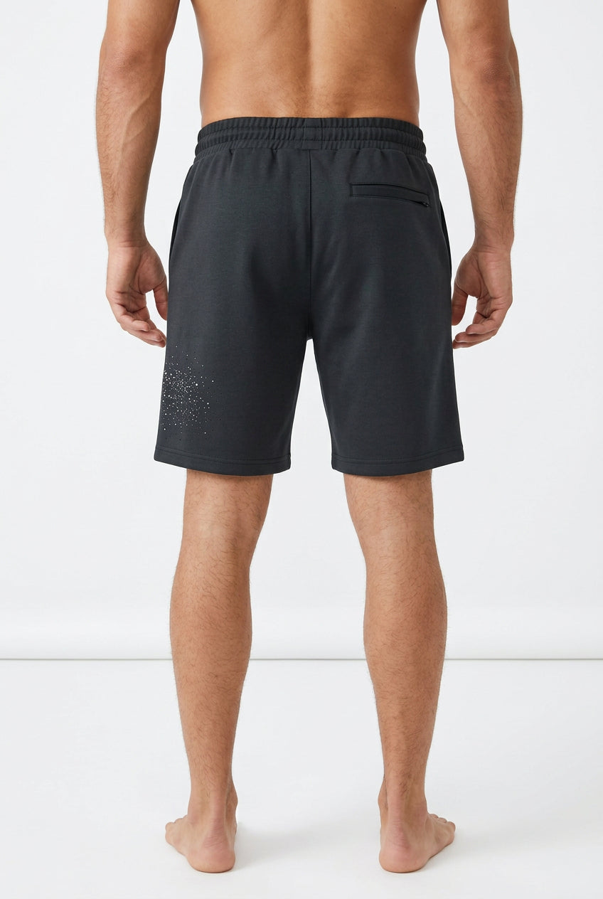 Black men's Kino shorts by Pure Premium, casual bermuda style with a relaxed fit and elastic waistband, perfect for summer wear.