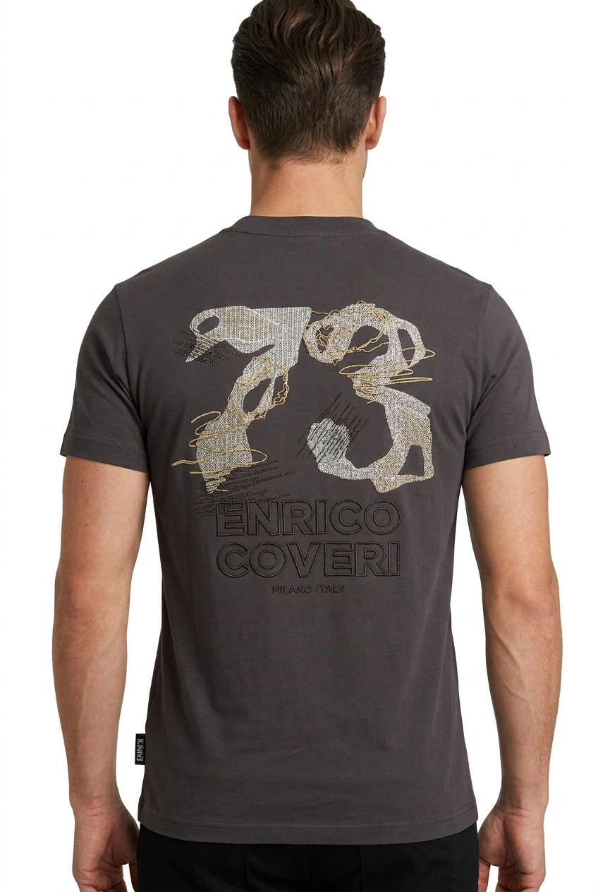 Enrico Coveri men's dark grey T-shirt, style 27005, front view