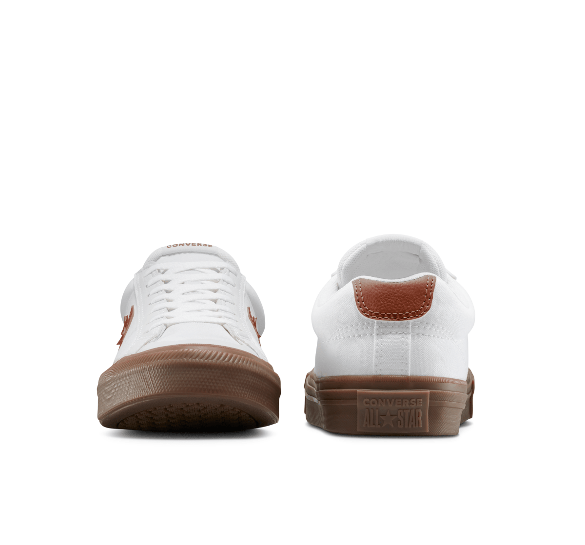 White and red Converse unisex sport casual sneakers with classic design and white laces on a clean background.