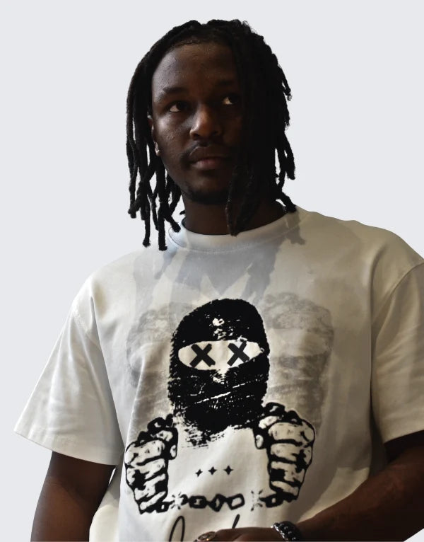 White Covali Sapere T-shirt for men, featuring a simple box design, made from soft fabric, casual fit, and stylish for everyday wear.