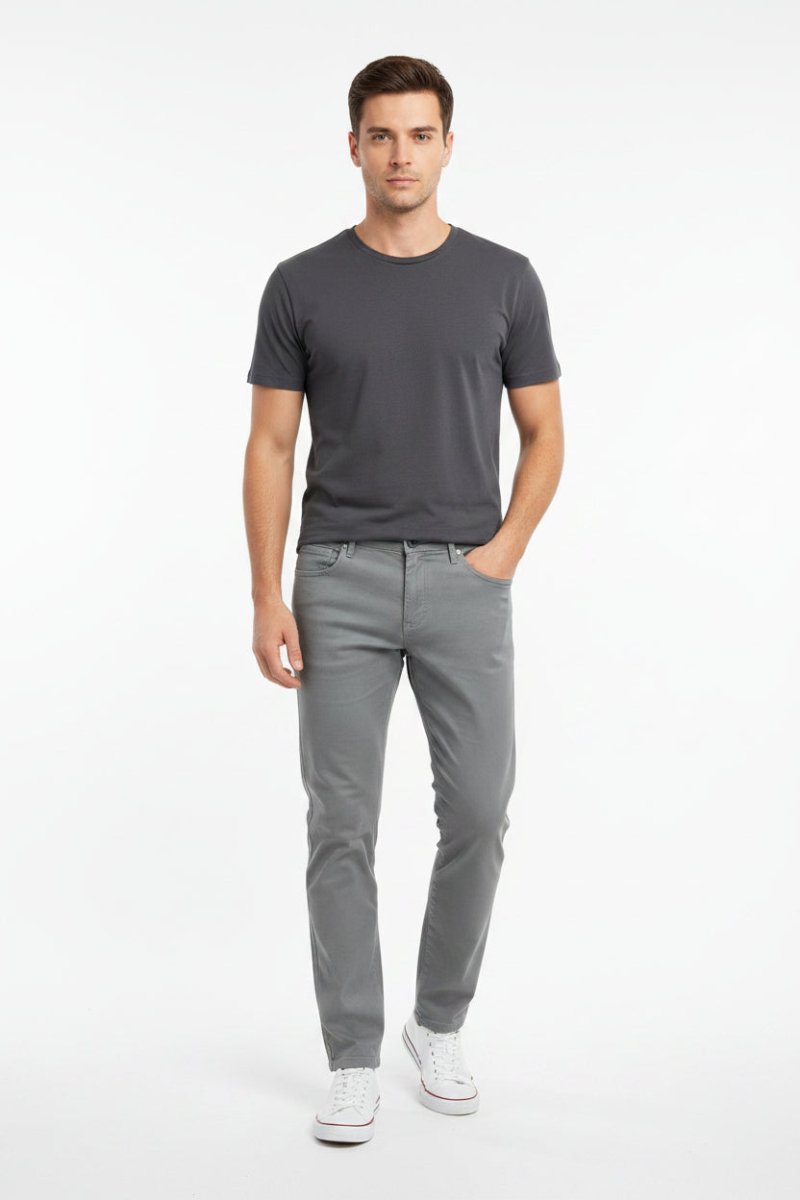 Men's Coxmoore Grey Chino pants, slim-fit casual chinos made from soft fabric, featuring classic design and tailored fit.