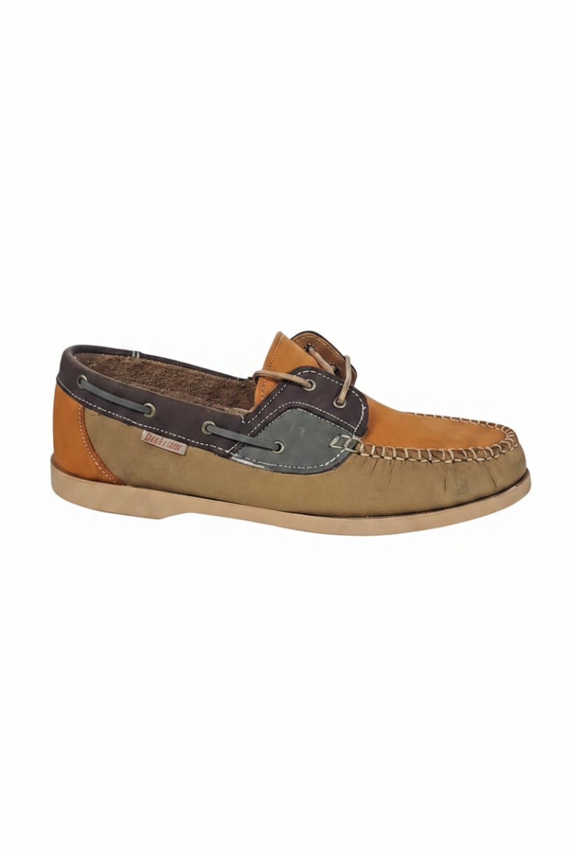 Deckrider Nubuck Boat Shoe Tan-Orange-Choc-Grey (B1021) - Shazem - MENS CASUAL FOOTWEAR - DECKRIDER