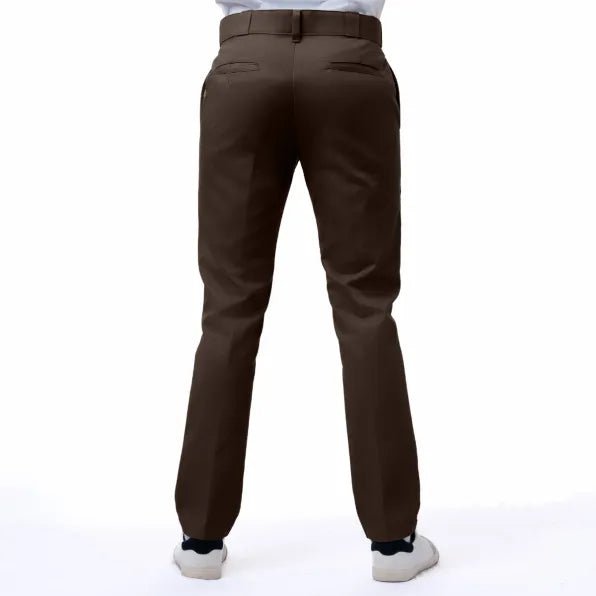 Men's Dickies 847 Trouser in chocolate brown, casual work pants with a relaxed fit and durable fabric.