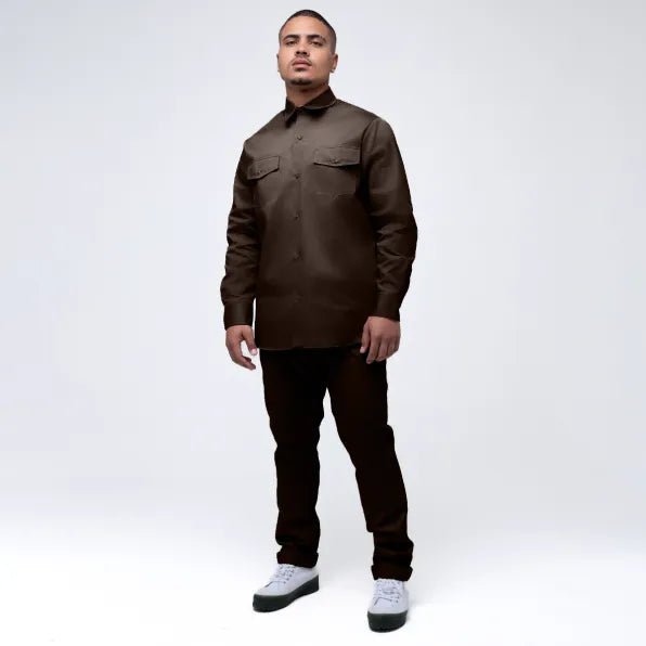 Men's Dickies 847 trousers in chocolate color, showcasing durable workwear pants with a straight-leg fit and sturdy fabric.