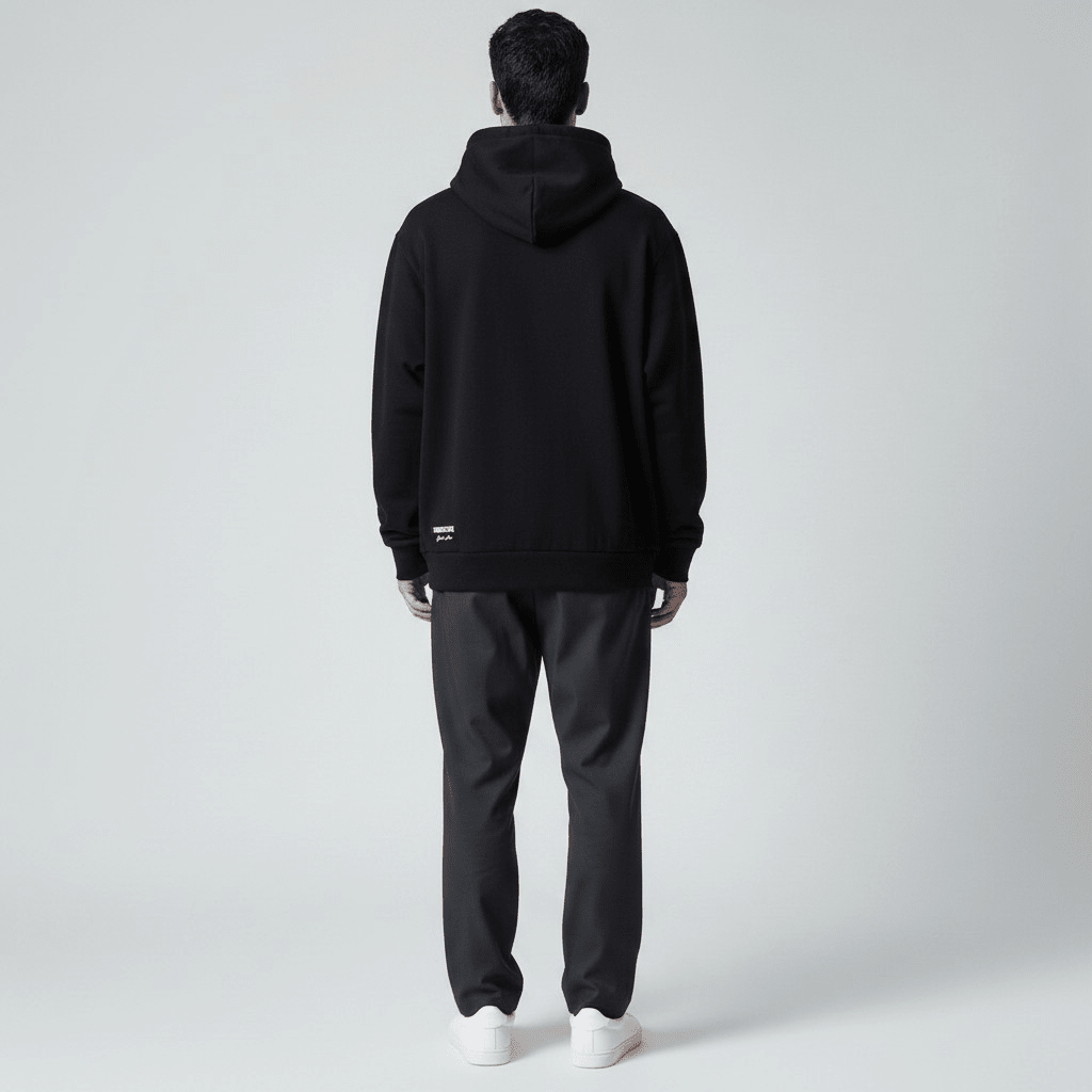Black Enrico Coveri men's hoodie with a relaxed fit and logo details, displayed on a plain background.