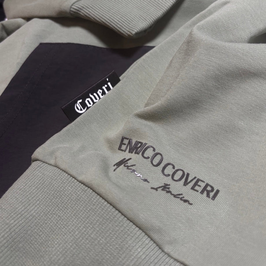 Green Enrico Coveri men's hoodie with a relaxed fit, featuring the brand's logo and casual style.