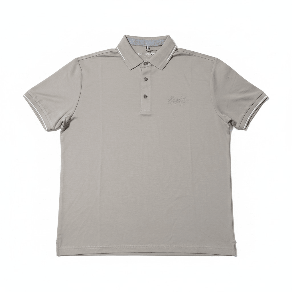Men's golfer shirt by Enrico Coveri Roma in stone color, featuring a classic design and comfortable fit.