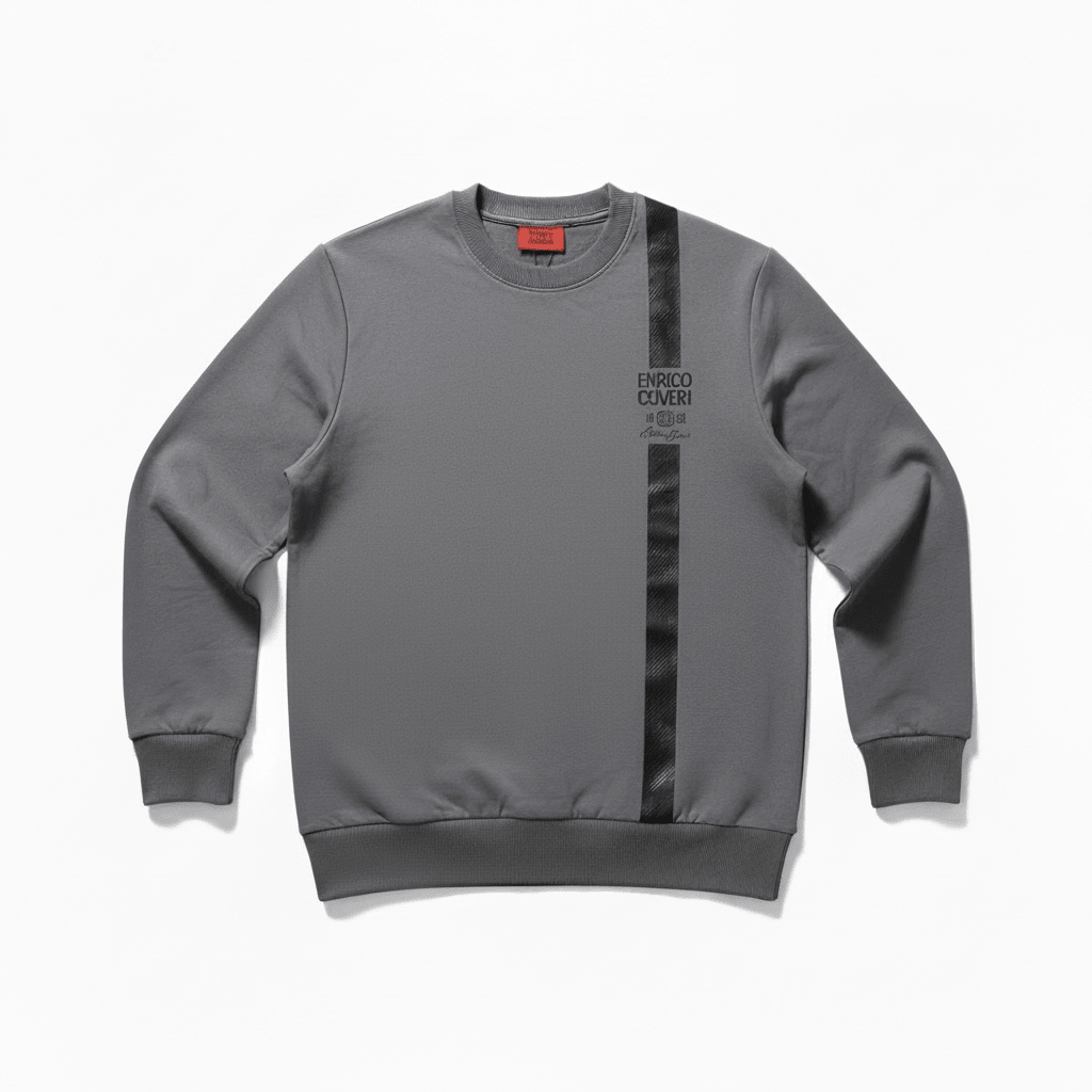 Dark grey Enrico Coveri men's sweater with a classic fit, featuring ribbed cuffs and a crew neckline.