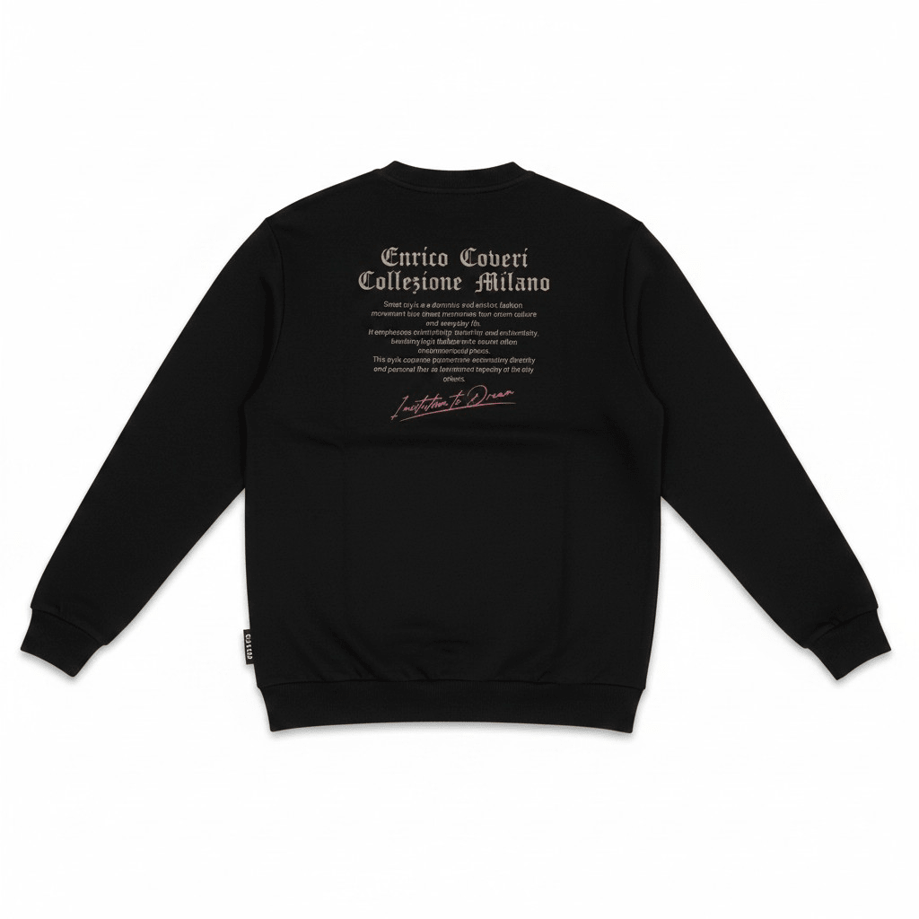 Black Enrico Coveri men's sweater with a classic fit and subtle knit texture, featuring a crew neckline.