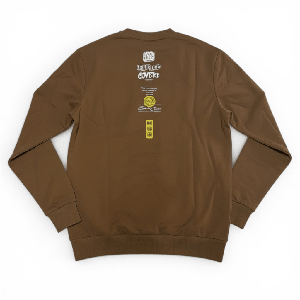 Enrico Coveri men's camel sweater, stylish knit with a classic fit, featuring a crew neckline and subtle branding details.