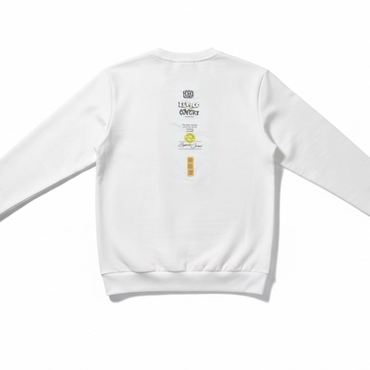 White Enrico Coveri men's sweater with a classic crewneck design, soft knit fabric, and subtle branding detail.