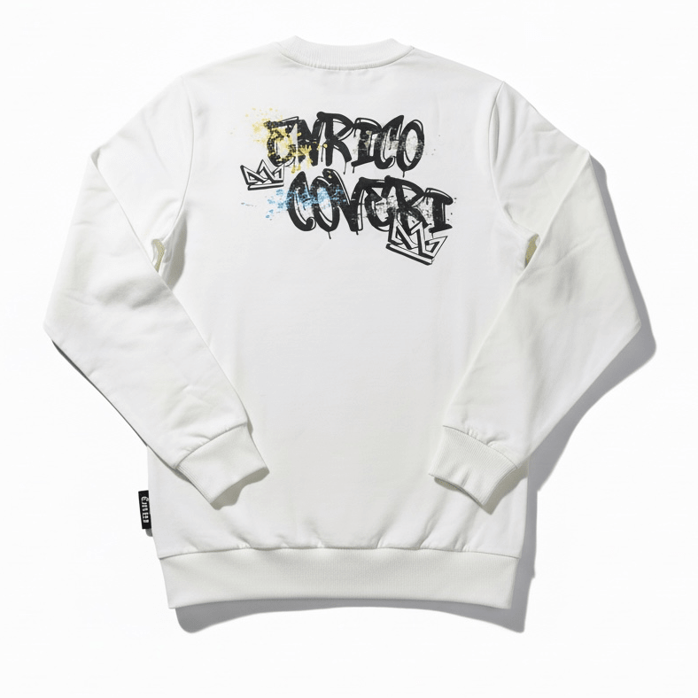 Men's white Enrico Coveri sweater, stylish and casual, featuring a comfortable knit fabric and classic fit.