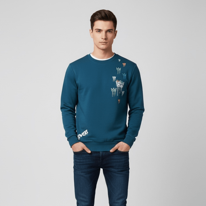 Enrico Coveri men's sweater in petrol color, featuring a comfortable knit fabric and stylish design.