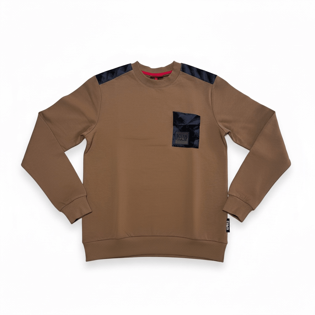 Men's Enrico Coveri Sweater 23 in camel color, soft knit fabric, classic crew neck, stylish and comfortable for everyday wear.