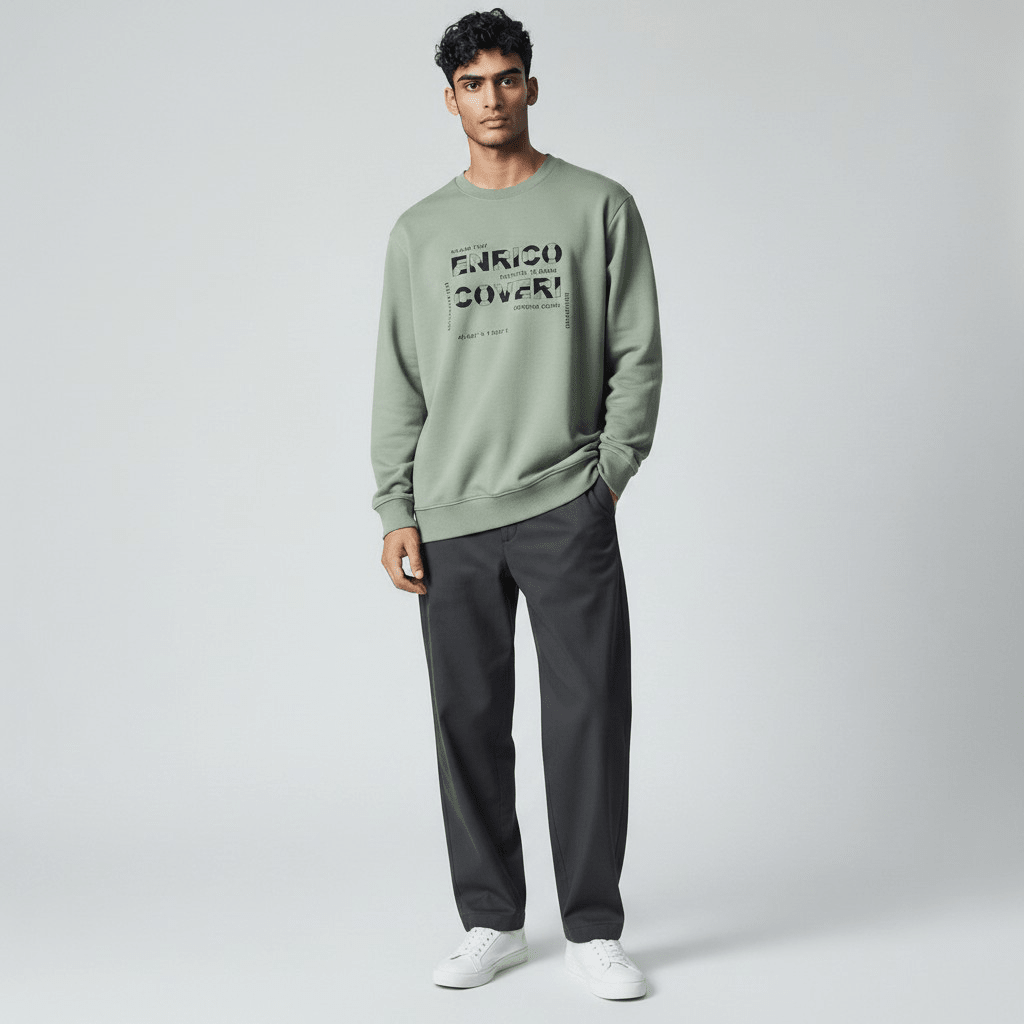 Enrico Coveri men's sweater in vibrant grass green with a classic knit design and a crew neckline.