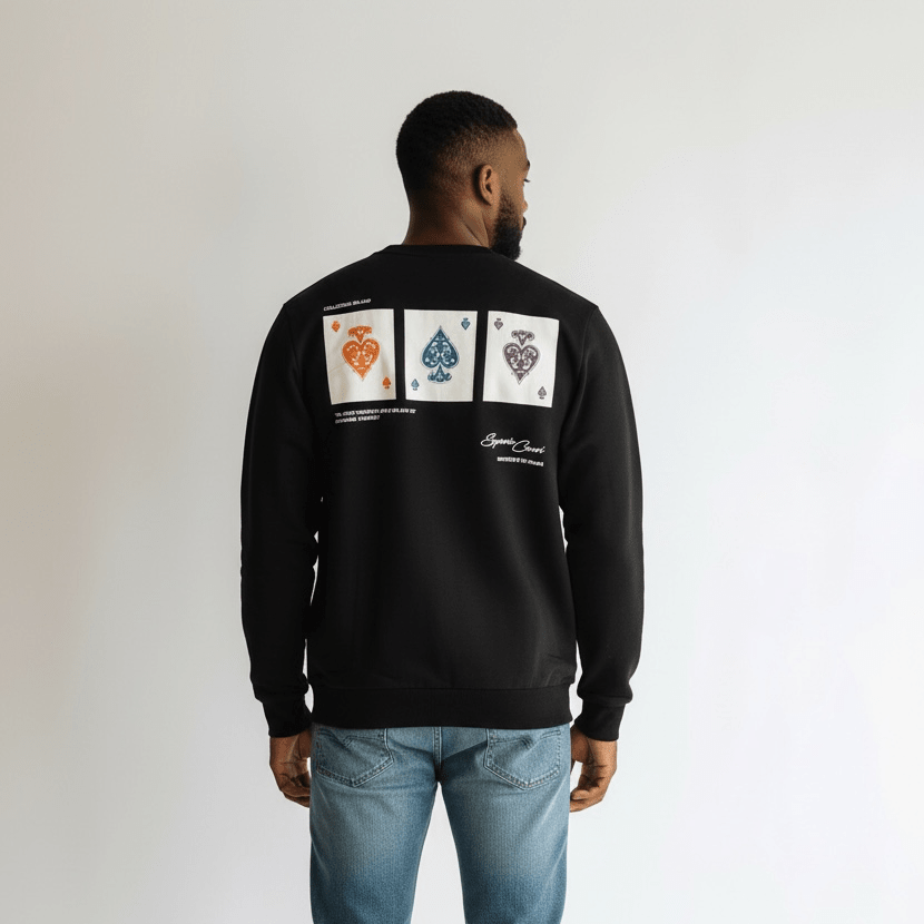 Black Enrico Coveri men's sweater with a classic crew neck and ribbed cuffs, displayed on a neutral background.