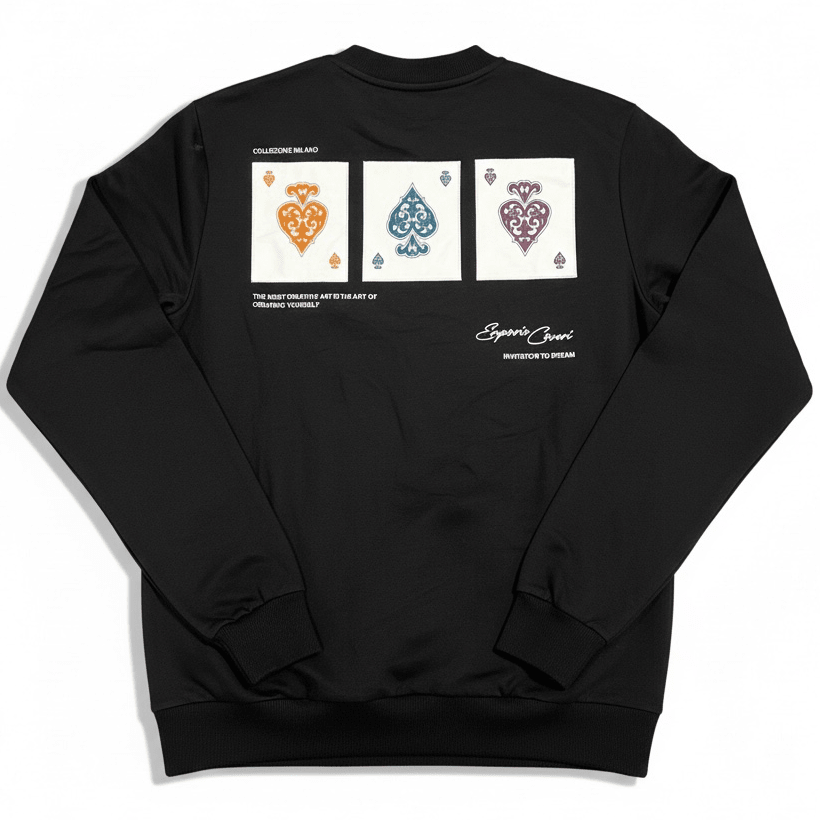 Black Enrico Coveri men's sweater featuring a classic crew neck and knitted texture, displayed on a plain background.