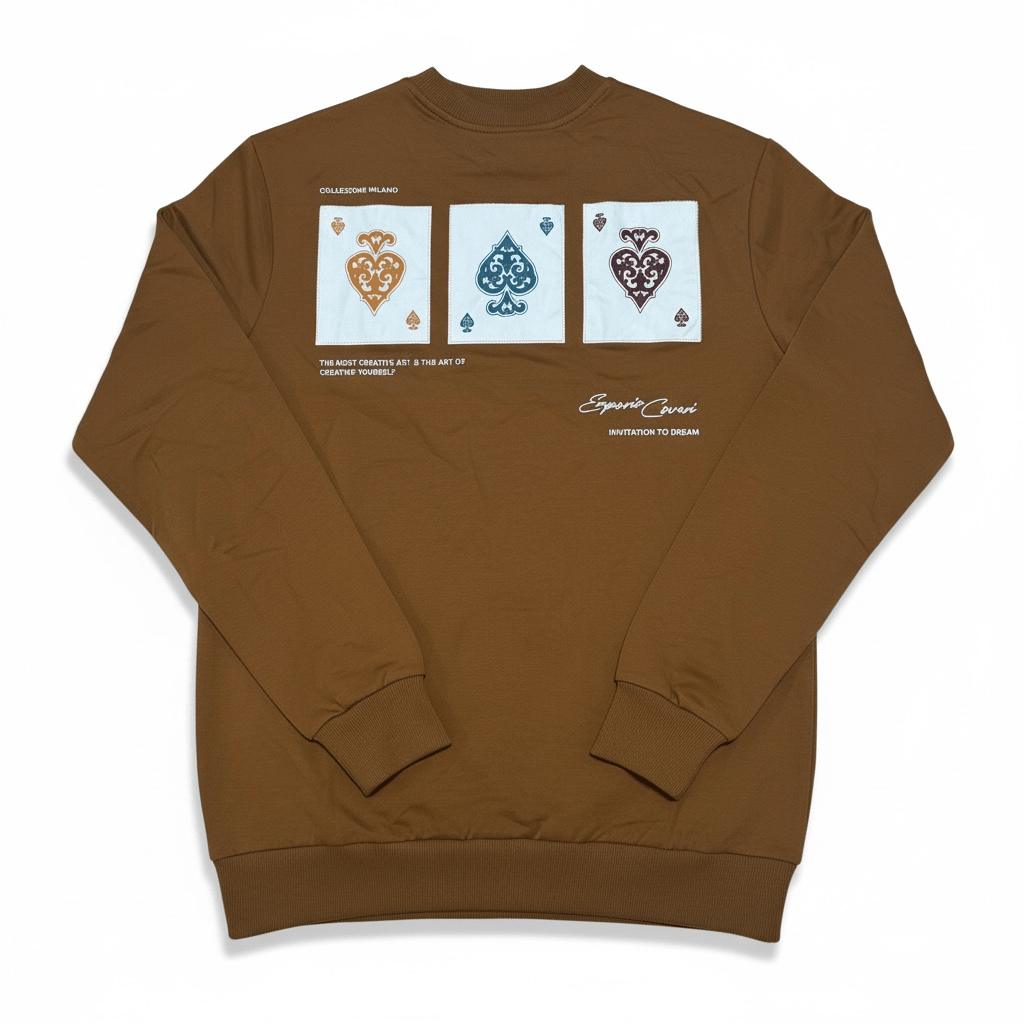 Enrico Coveri men's camel sweater, soft knit fabric, classic crew neck, and stylish fit, ideal for casual wear.