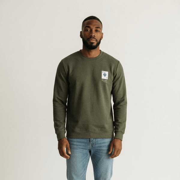 Green Enrico Coveri men's sweater featuring a classic knit design, with a crew neck and long sleeves.