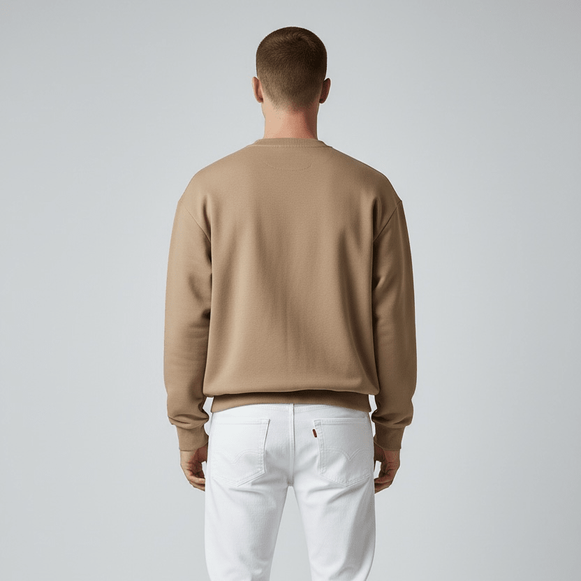 Enrico Coveri men's camel sweater size 46, soft knit fabric, with a classic crewneck design and subtle brand logo detail.