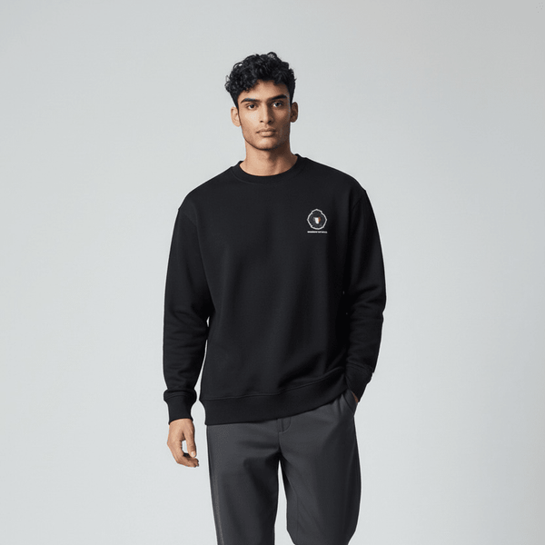 Black Enrico Coveri men's sweater with a classic crew neck and subtle brand logo detail.
