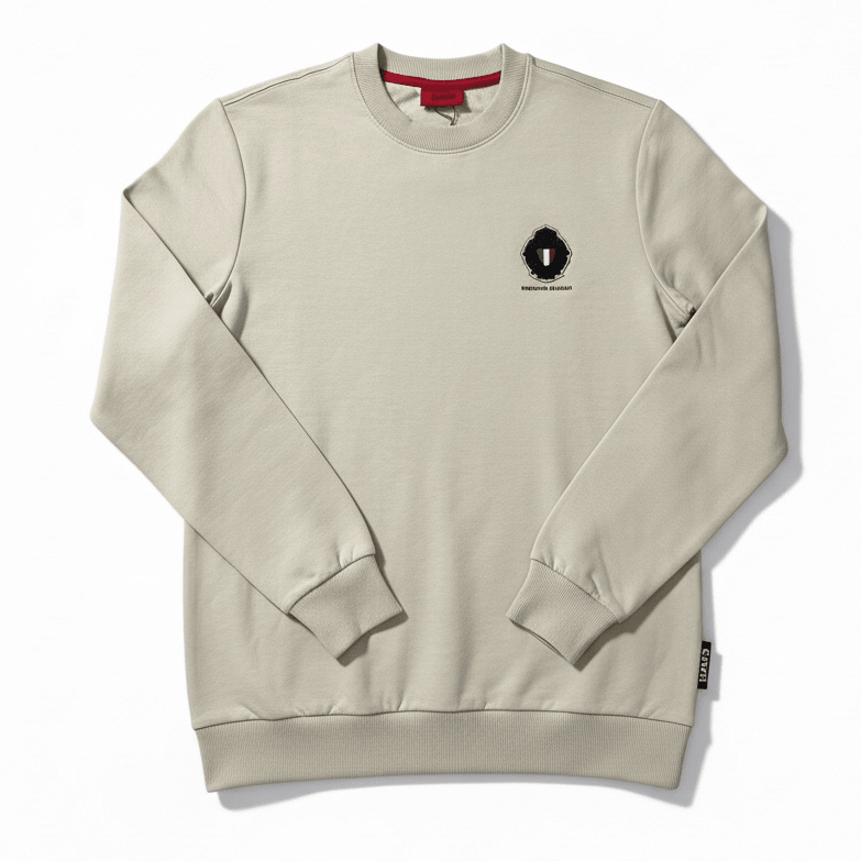 Khaki men's sweater by Enrico Coveri featuring a classic knit design, displayed on a neutral background.