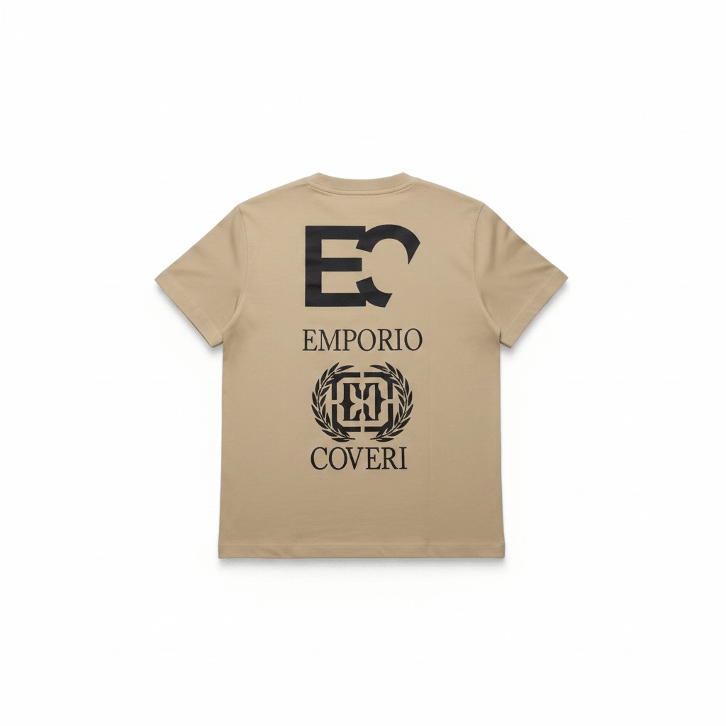 Khaki Enrico Coveri men's T-shirt, style 143, made of soft fabric with a classic crew neck and subtle branding details.