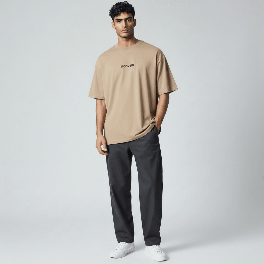 Khaki Enrico Coveri men's T-shirt featuring a classic design, made from soft fabric with the brand logo visible.