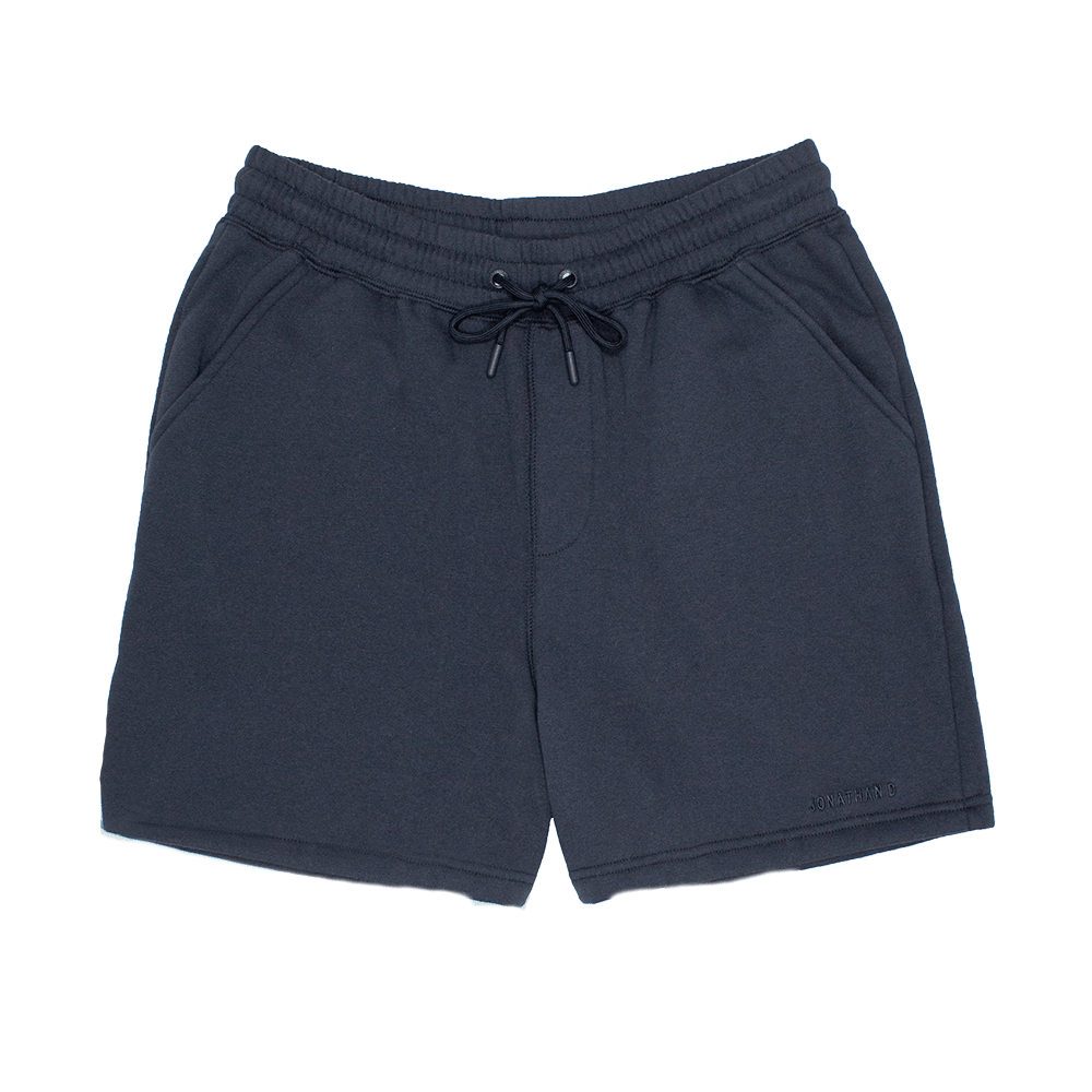 Men's navy Jonathan D JDRemy shorts, casual Bermuda style with a relaxed fit and comfortable fabric, shown on a model.
