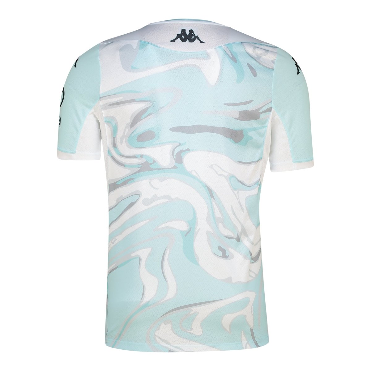 Kappa Mokibapre Pro 2 men's T-shirt in Azure Retreat and White with Kappa logo, casual athletic wear for men.