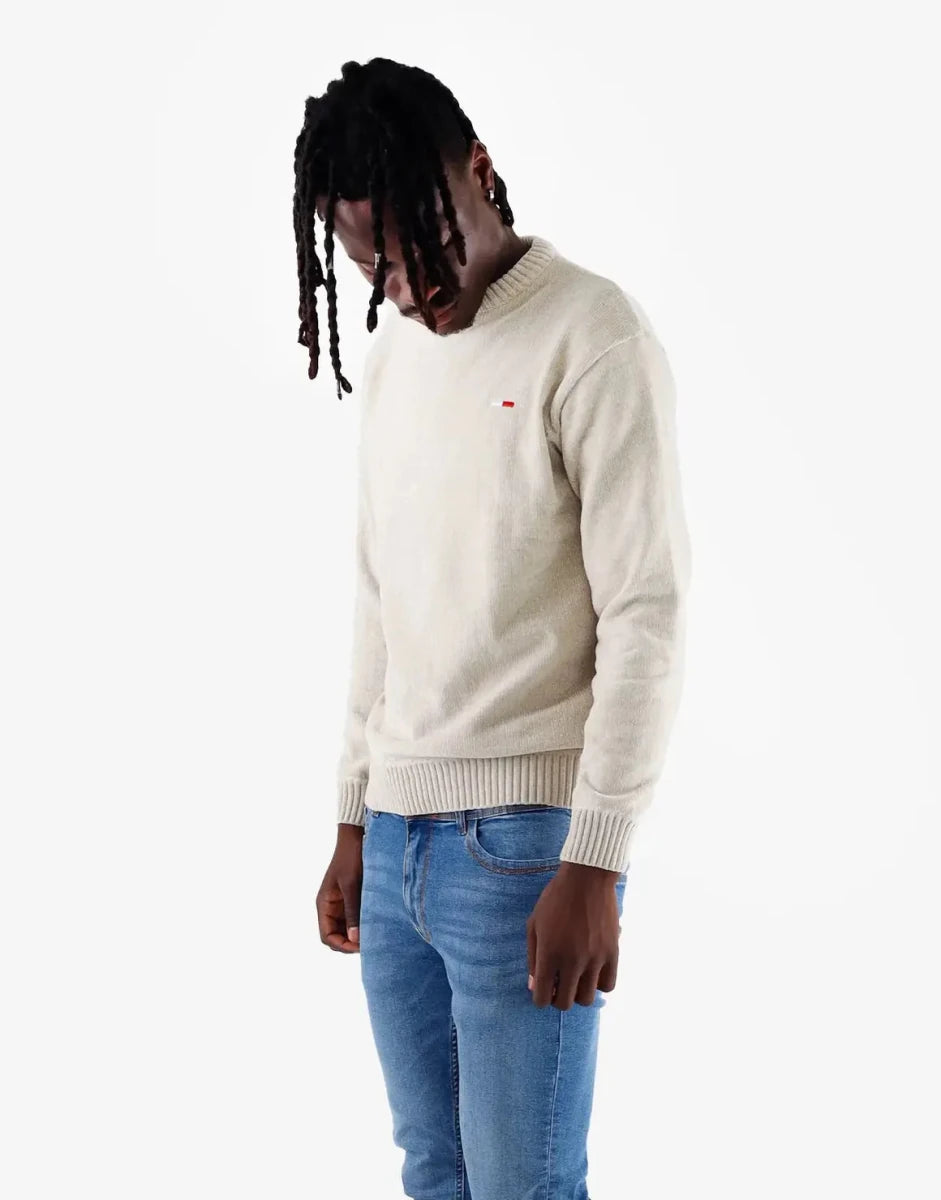 Klevas Doc men's knitwear in stone color, featuring a textured knit pattern and classic fit, suitable for casual wear.