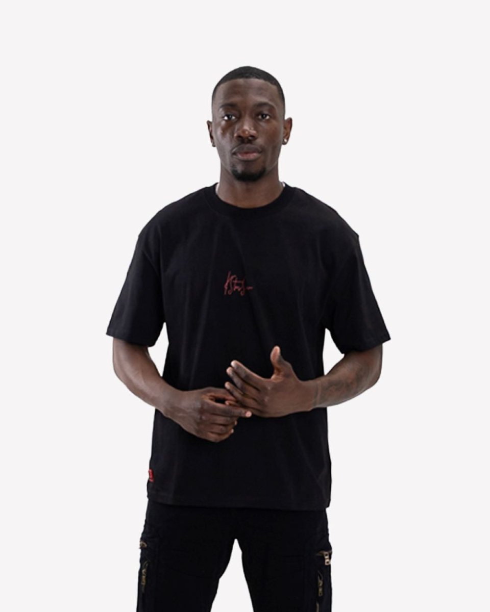 Black Klevas Fang T-shirt for men, soft cotton fabric, featuring a graphic fang design on the front.