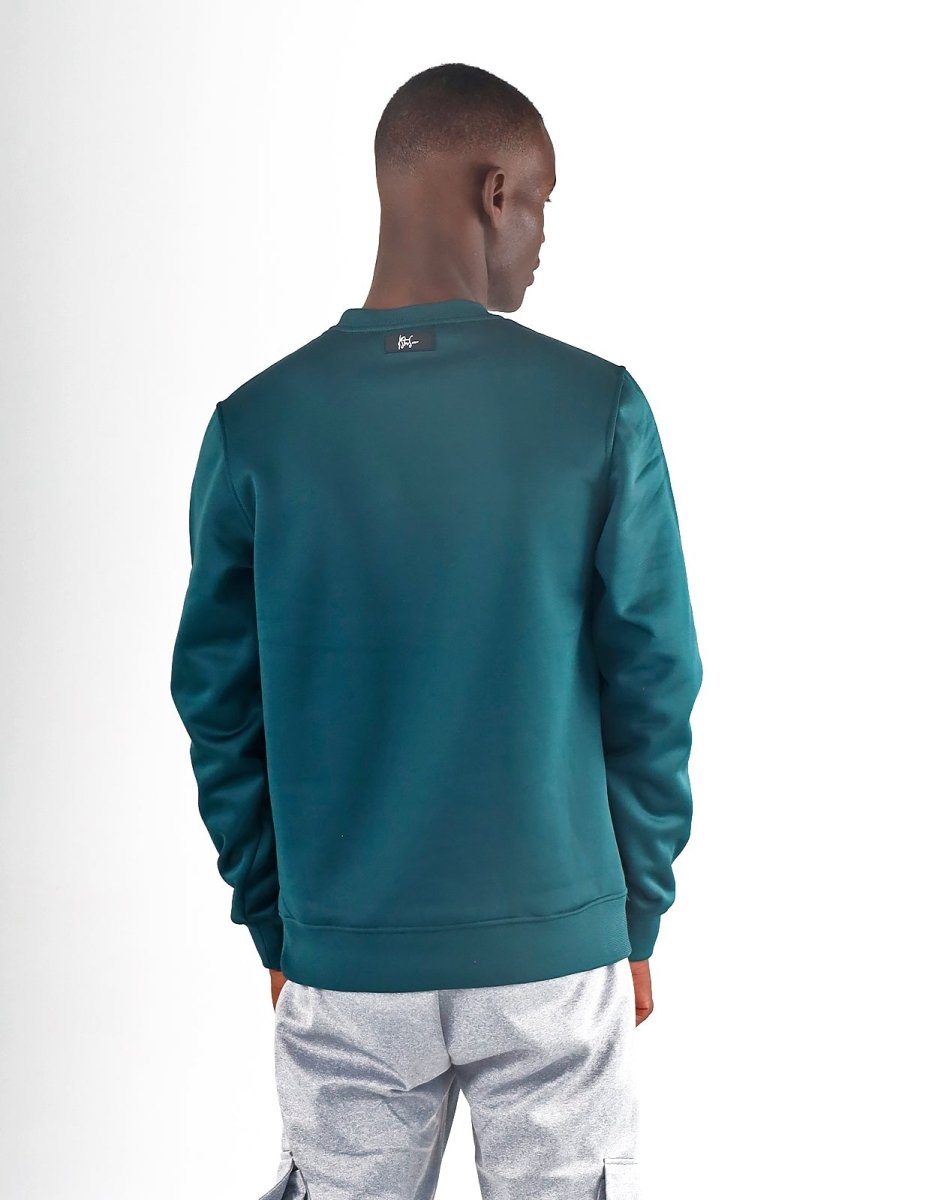 Klevas men's emerald green Foska pullover, soft knit sweater with ribbed cuffs and neckline, stylish and comfortable for casual wear.