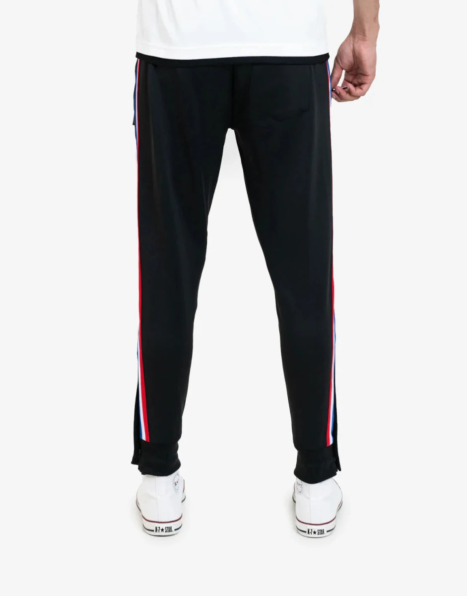 Black Klevas Ross NASA men's track pants with a sleek design, featuring logo details and comfortable fit.